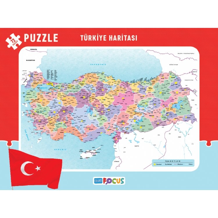 Blue%20Focus%20Türkiye%20Haritası%20Frame%20Puzzle/Yapboz%2072’parça%2029x39%20cm