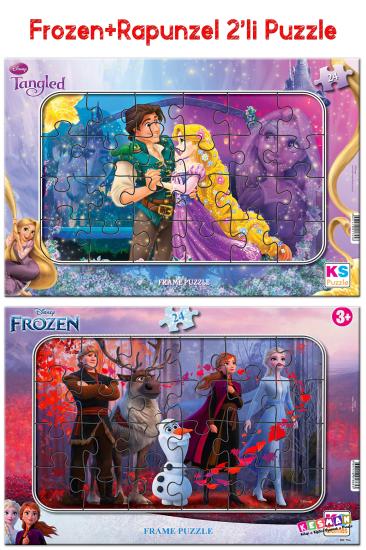 Elsa Frozen ve Rapunzel Tangled 2’li Puzzle/Yapboz